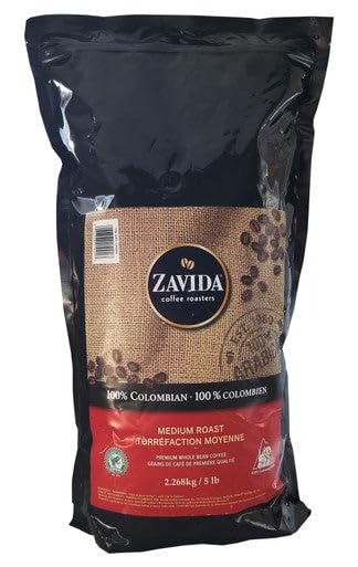 Zavida Coffee Roasters 100% Colombian Premium Whole Bean Medium Roast Coffee 2.268Kg