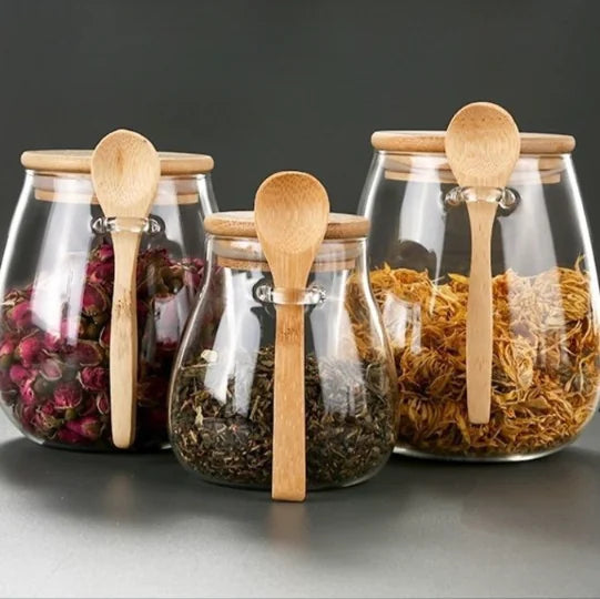 Airtight Spice Containers / Glass Tea Canister (One)