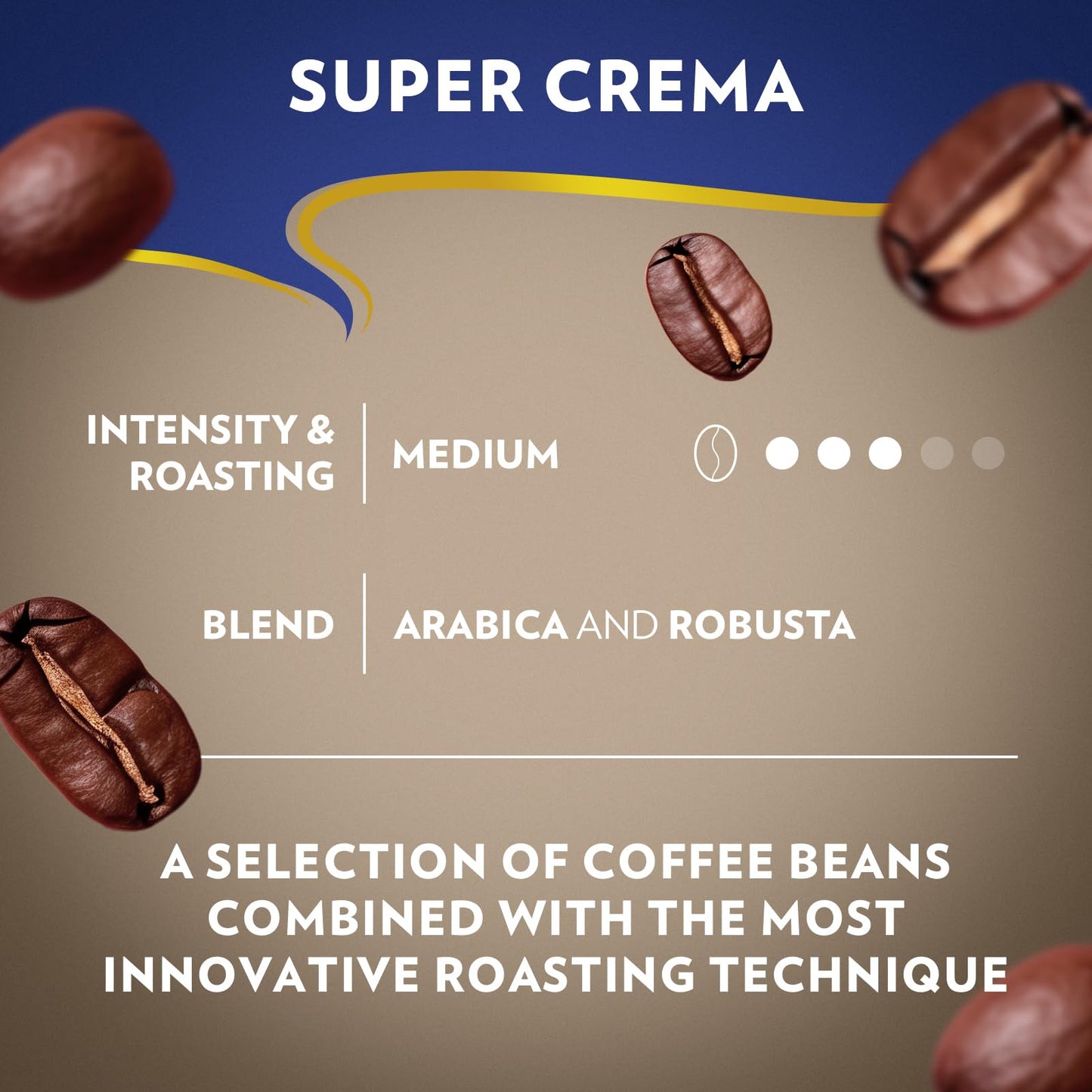 Lavazza Super Crema Whole Bean Coffee Blend, Medium Espresso Roast, 2.2 Pound (Pack of 1) Authentic Italian, Blended And Roasted in Italy, Produced in a nut-free facility center, Mild and creamy