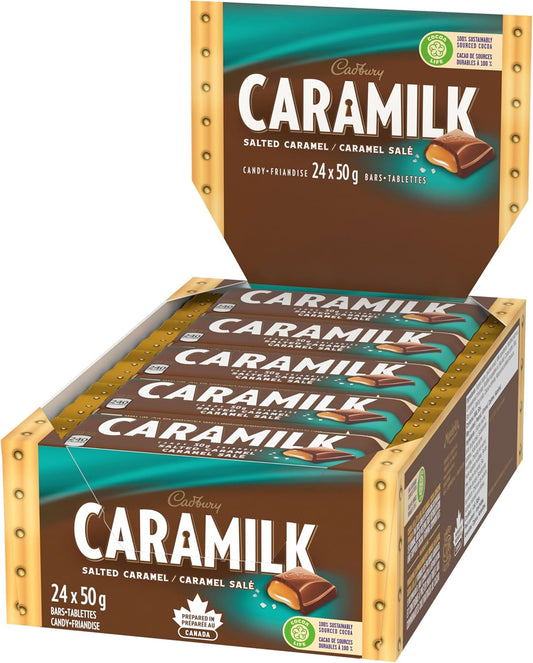 Caramilk Salted Caramel Chocolatey Candy Bars 24 Pack (50g Each) | Creamy Caramelized White Chocolate Candy Bulk Box for Parties, Resale, Snacks & Gifts