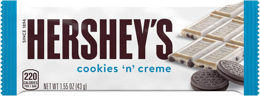 Hershey Cookies 'N' Crème Full Size Chocolatey Candy Bars, Individually Wrapped, 43g (Pack of 36 Candy Chocolate Bars)