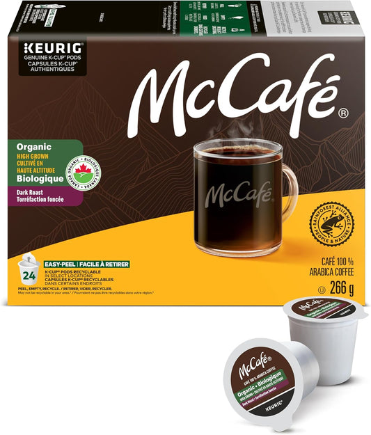 2 Pack x McCafé Premium High Grown Organic Dark Roast Coffee Pods – 48 Pods (2 x 24 Count) Keurig K-Cup Pods | Bold, Rich, Certified Organic