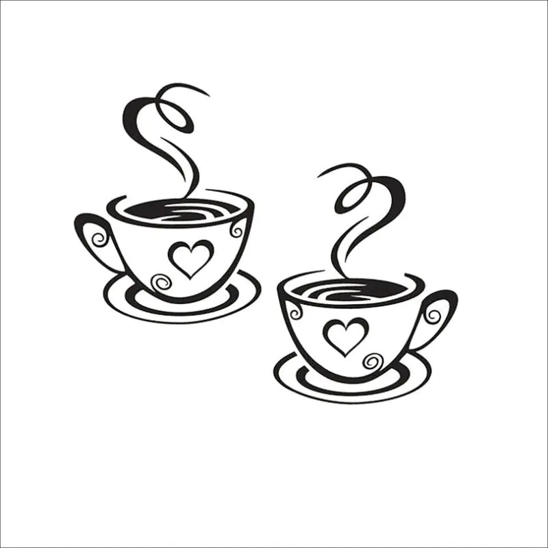 Two Coffee Cups Wall Sticker for Home Decoration
