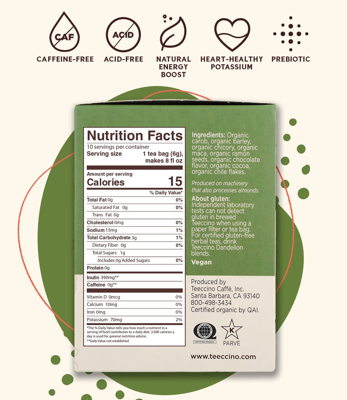 Teeccino Chocolate Coffee Ssrv (6x10BAG )-2