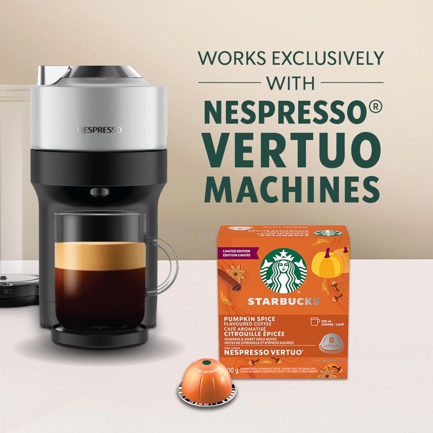 Startbucks Pumpkin Spice Nespresso Vertuo 8 Capsules Limited Edition 230ml each
