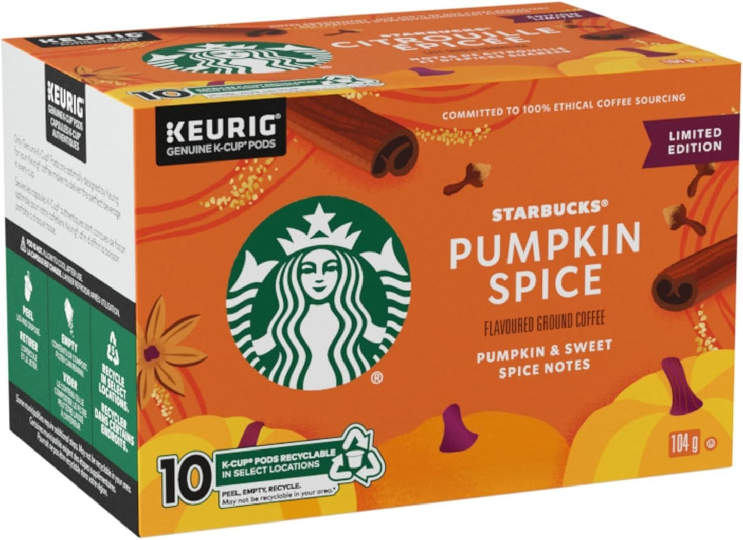 Starbucks Pumpkin Spice Keurig K-Cup Pods 10 Capsules Limited Edition