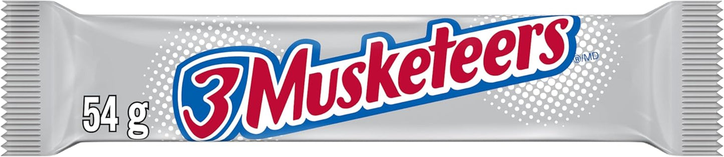 3 MUSKETEERS, Chocolate Nougat Candy Bar, Full Size Bar, 54g (Pack of 36)
