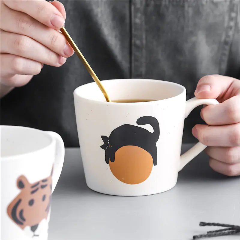 Kawaii Cat Tiger Koala Lion Ceramic Coffee Cup (1pc)