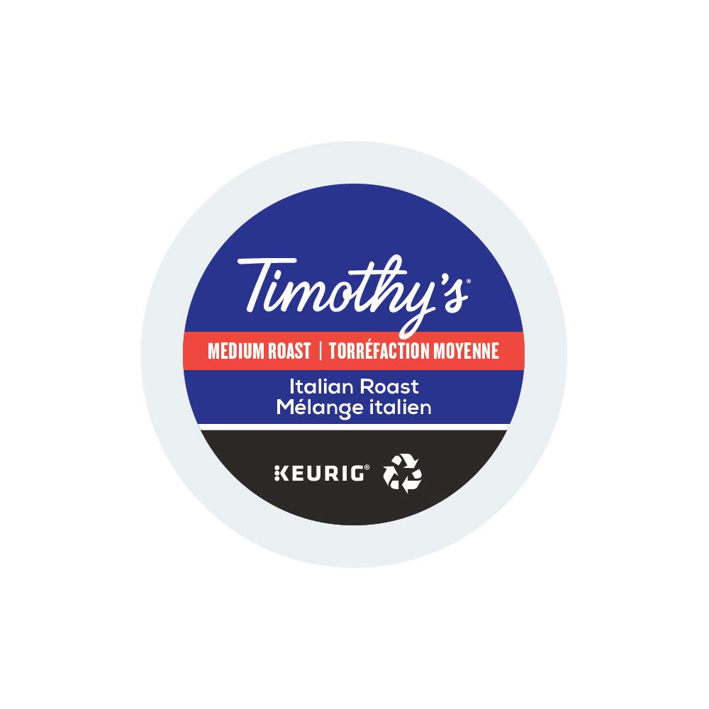 Timothy’s World Italian Blend Coffee K-Cup Pods – 24 Count | Bold & Smooth Italian-Style Dark Roast for Keurig Brewers | Rich Aromatic 100% Arabica Coffee Capsules