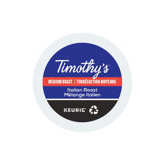 Timothy’s World Italian Blend Coffee K-Cup Pods – 24 Count | Bold & Smooth Italian-Style Dark Roast for Keurig Brewers | Rich Aromatic 100% Arabica Coffee Capsules