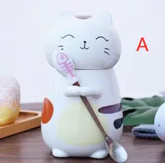 Ceramic Cat Mug with Lid for Coffee