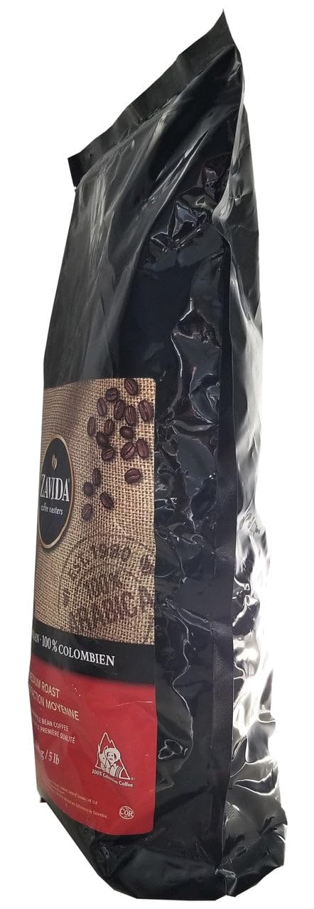 Zavida Coffee Roasters 100% Colombian Premium Whole Bean Medium Roast Coffee 2.268Kg