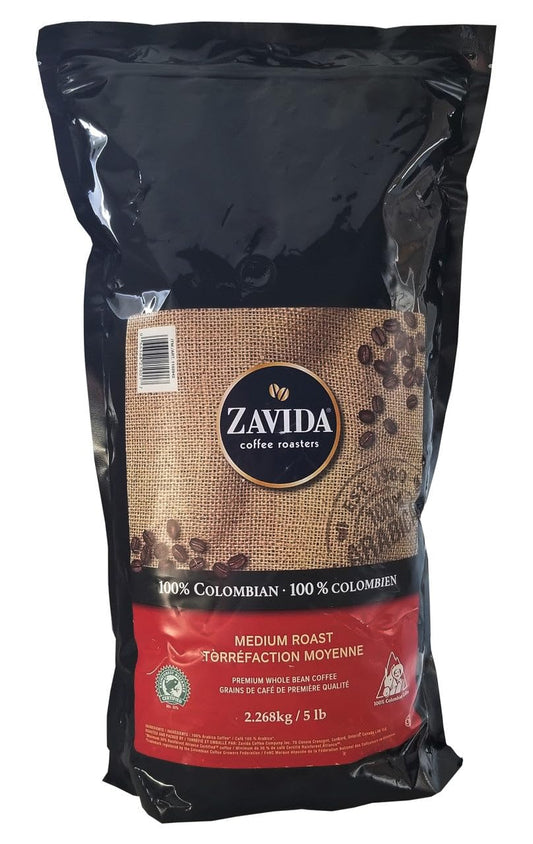 Zavida Coffee Roasters 100% Colombian Premium Whole Bean Medium Roast Coffee 2.268Kg