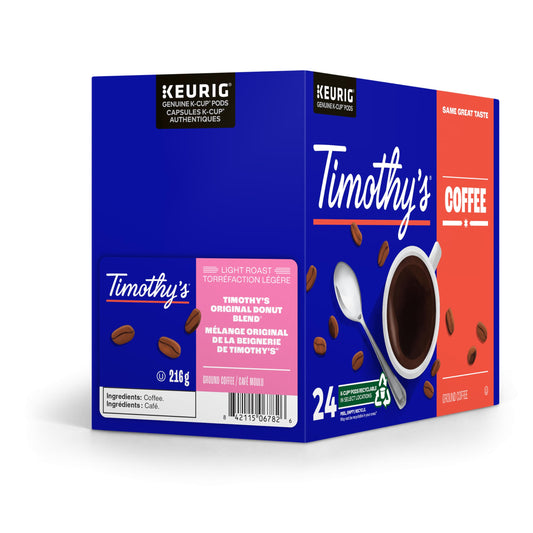 Timothy`s Original Donut Blend Single Serve Keurig K-Cup pods for Keurig brewers, 24 Count