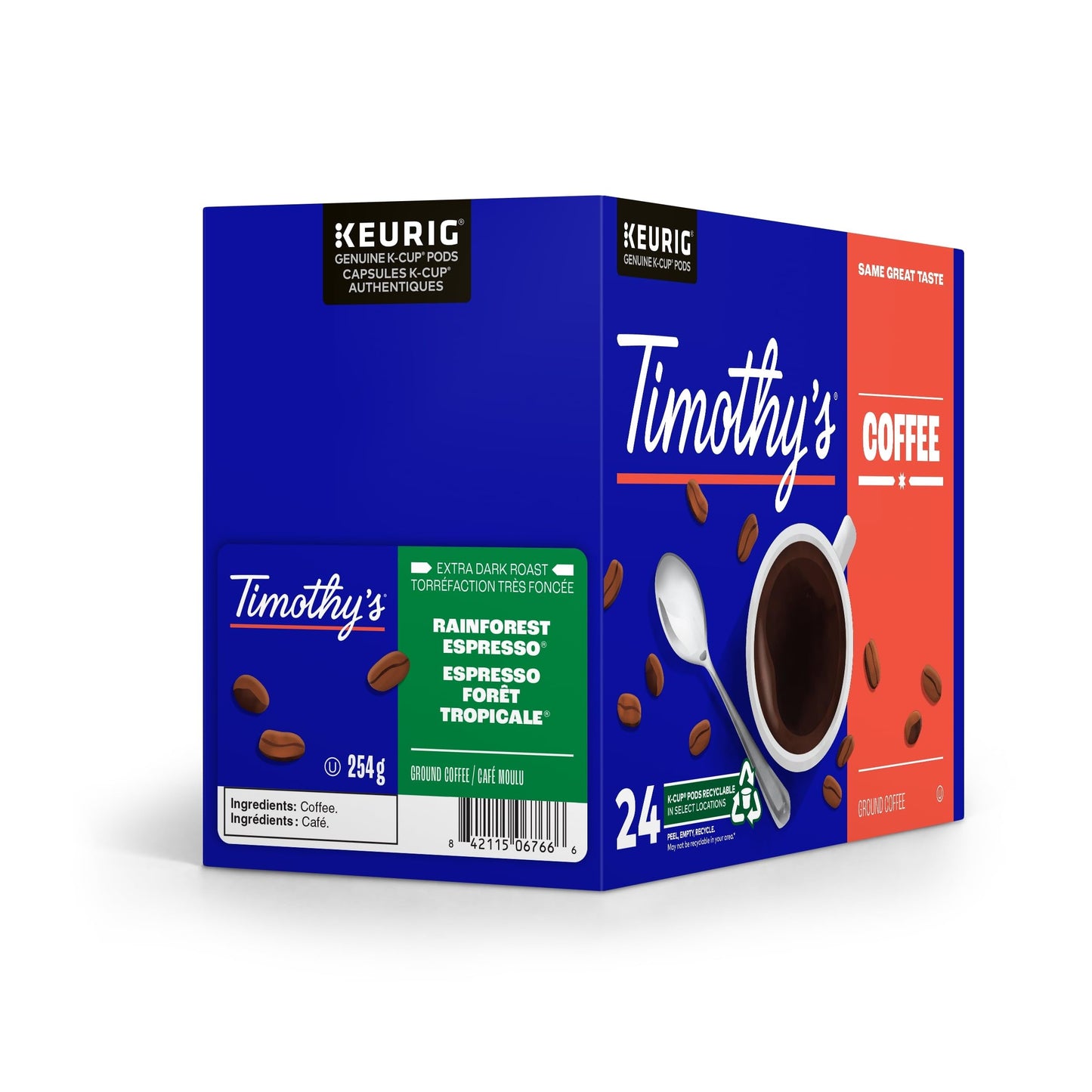 Timothy's Rainforest Espresso K-Cup Coffee Pods, 24 Count For Keurig Coffee Makers (Packaging may vary)
