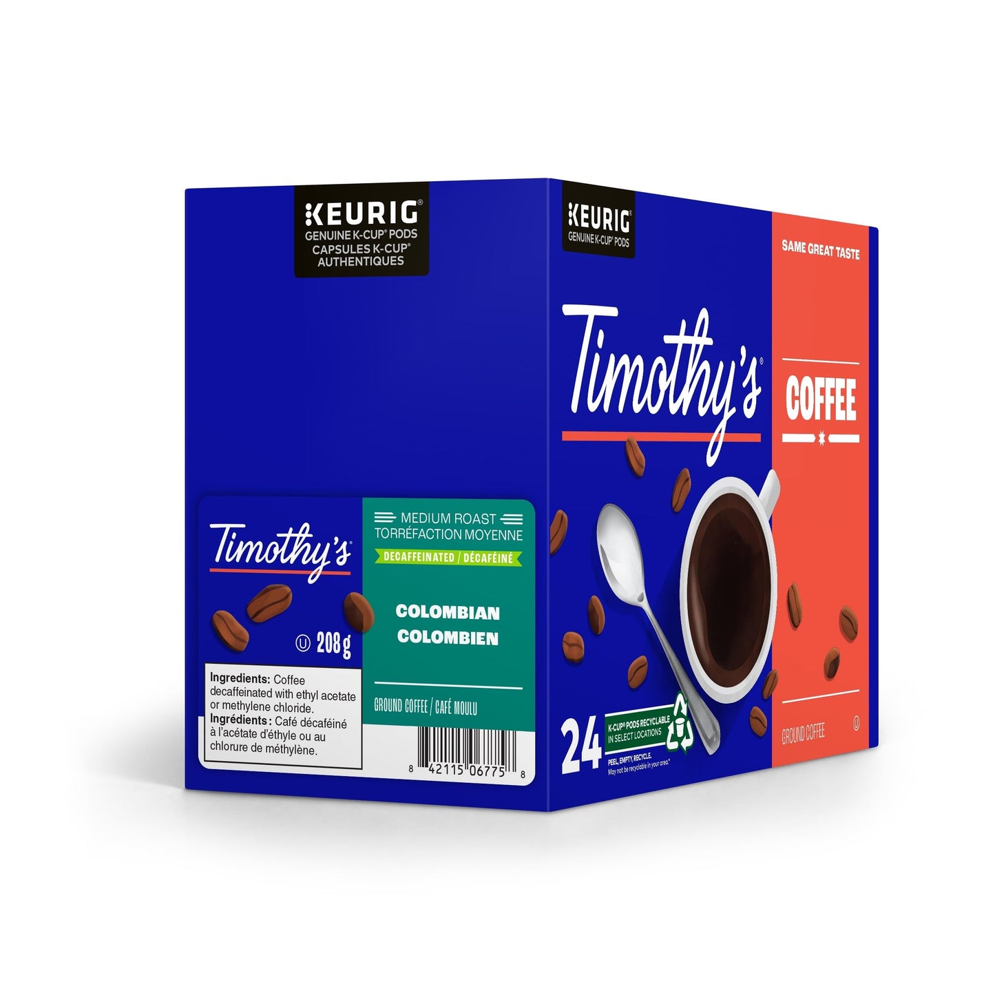 Timothy's Colombian Decaf K-Cup Coffee Pods, 24 Count For Keurig Coffee Makers
