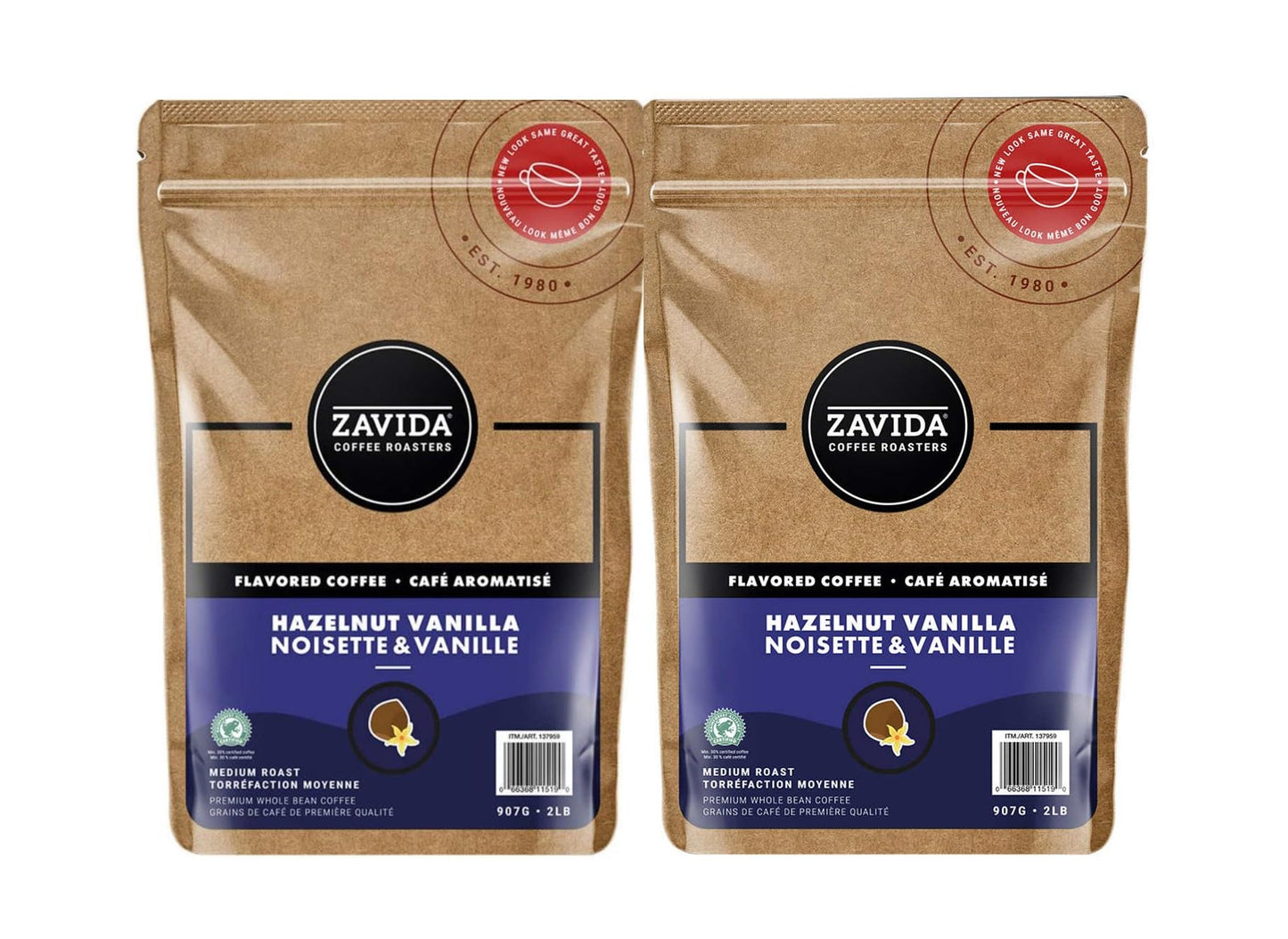 Zavida - Hazelnut Vanilla Whole Bean Coffee 2 x 907 g Bags