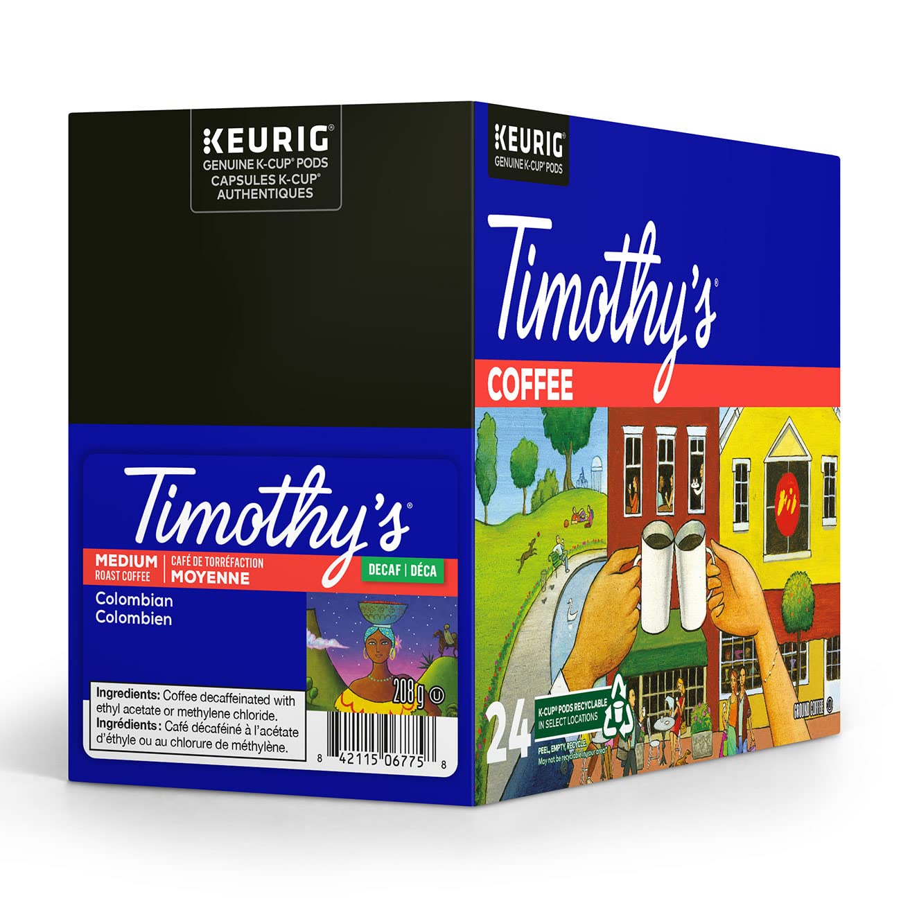 Timothy’s Decaf Colombian Coffee K-Cup Pods 24 Pack – Medium Roast for Keurig