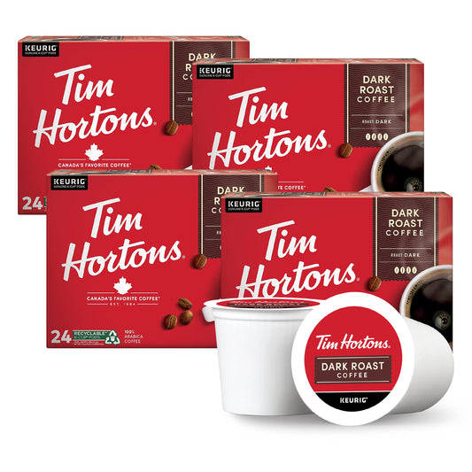 Tim Hortons Dark Roast, Coffee, 24 CountTim Hortons Dark Roast Coffee K-Cup Pods 24 Count – Bold & Rich for Keurig Brewers