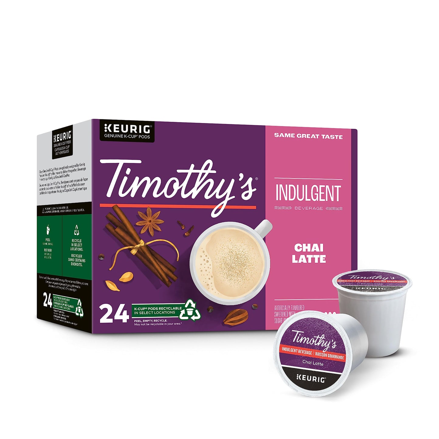Timothy's Chai Latte Keurig K-Cup Coffee Pods 24 Capsules