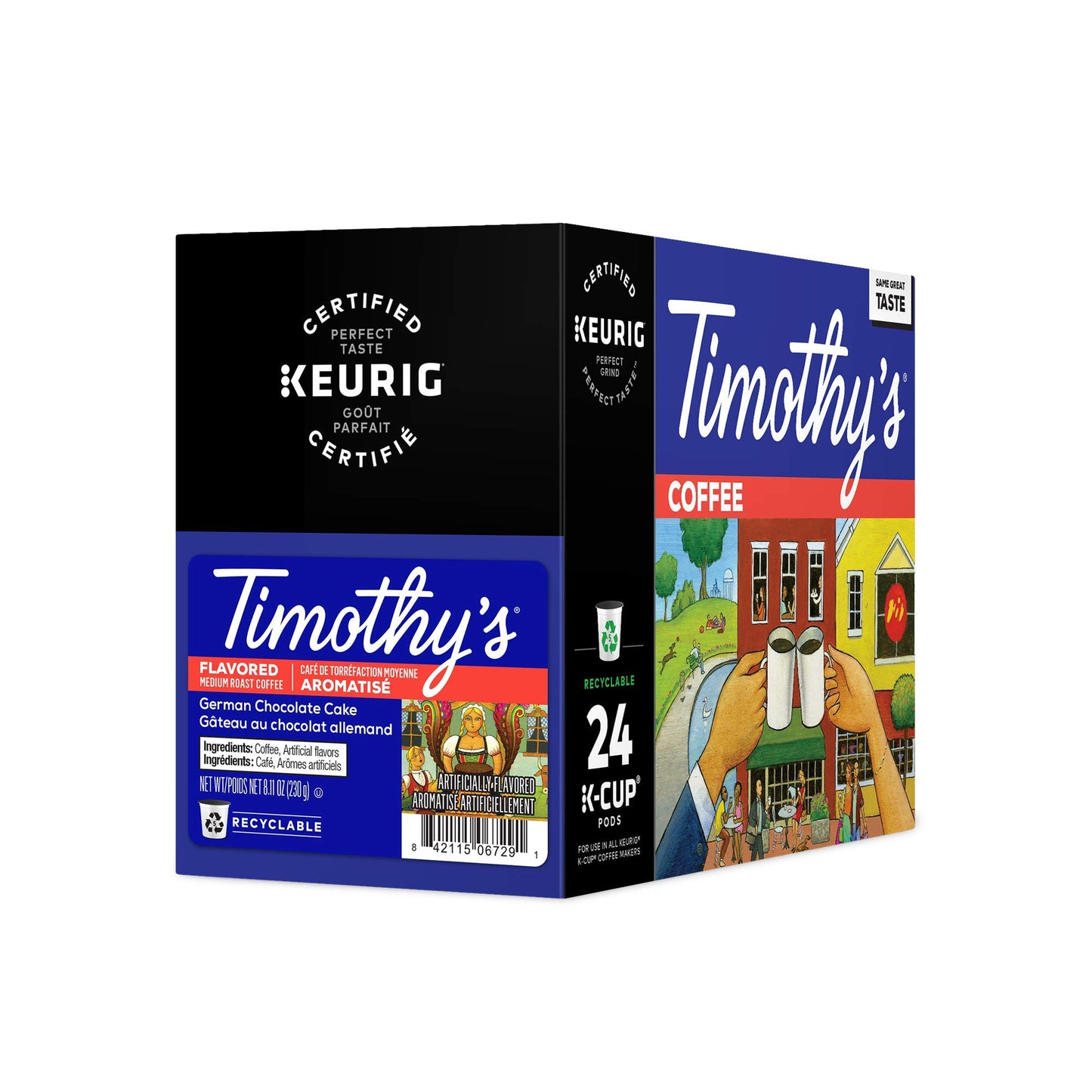 Timothy's Coffee, German Chocolate Cake, K-Cup Portion Pack for Keurig K-Cup Brewers 24-Count (Pack of 2)
