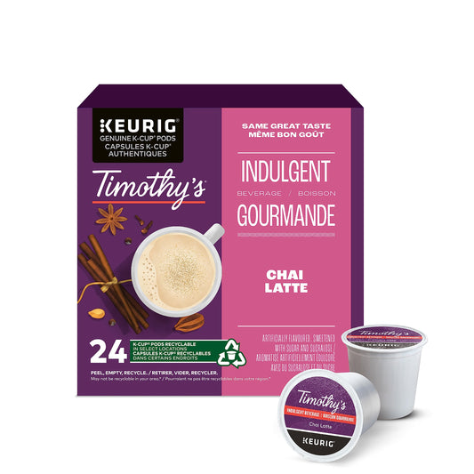 Timothy's Chai Latte K-Cup Coffee Pods, 24 Count For Keurig Coffee Makers