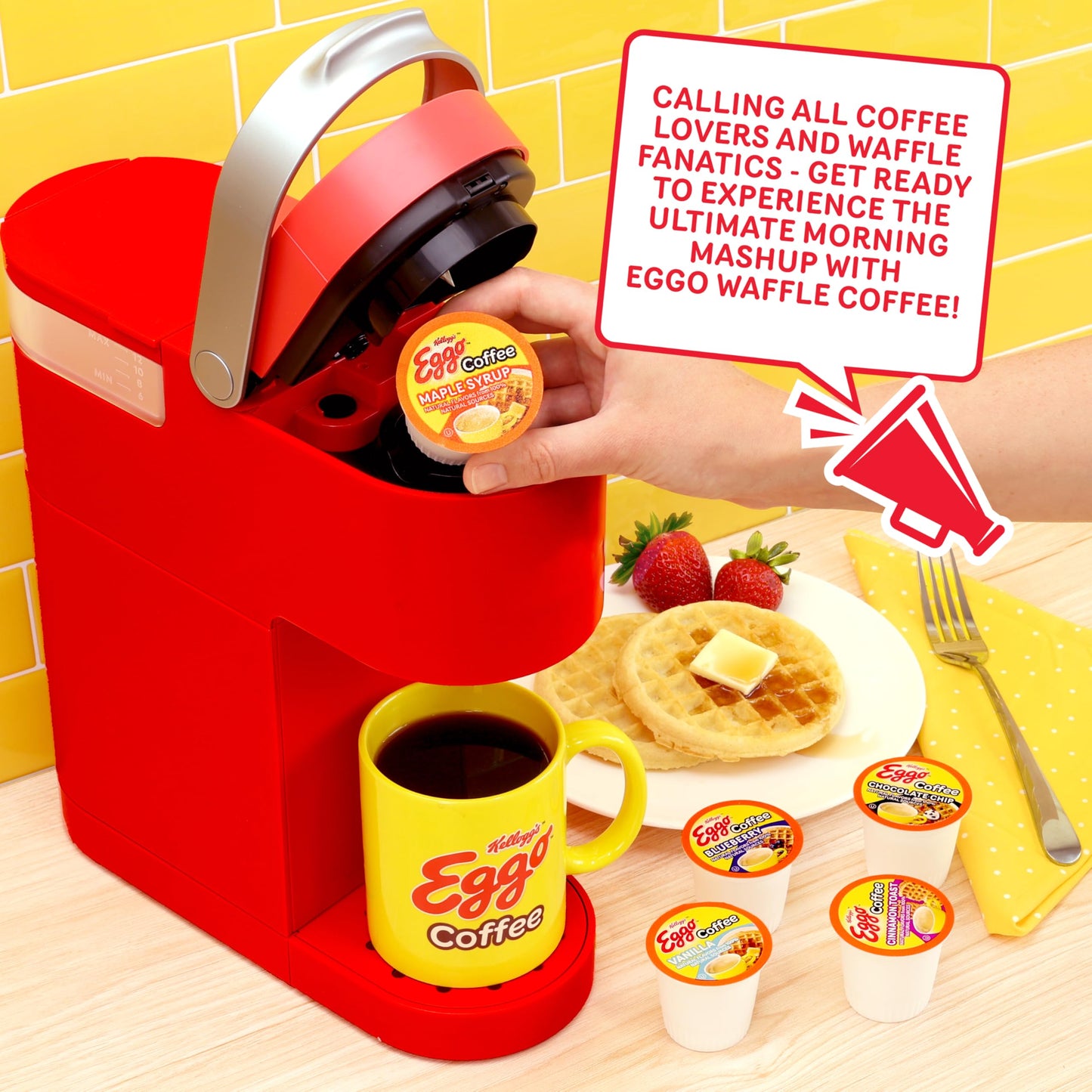 Eggo Beverages Waffle Flavored Coffee Pods Variety Pack Sampler for Keurig K Cup Brewers, Fair Trade Certified, 40 Count – Chocolate Chip, Cinnamon, Maple Syrup, Blueberry, Vanilla