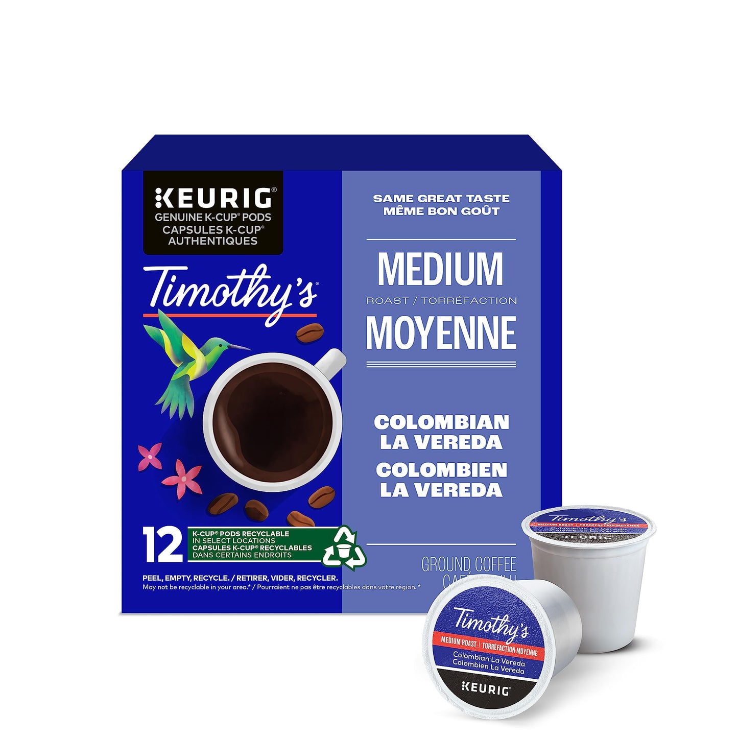 Timothy’s Colombian La Vereda, K-Cup Coffee Pods, 24/96 Count