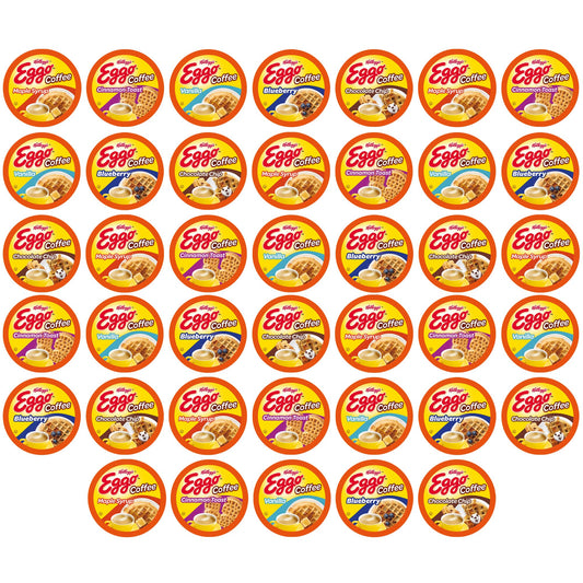 Eggo Beverages Waffle Flavored Coffee Pods Variety Pack – 40 Count Sampler | Limited Edition Fair Trade Certified K-Cup Pods for Keurig Brewers | Chocolate Chip, Cinnamon, Maple Syrup, Blueberry & Vanilla Flavored Coffee