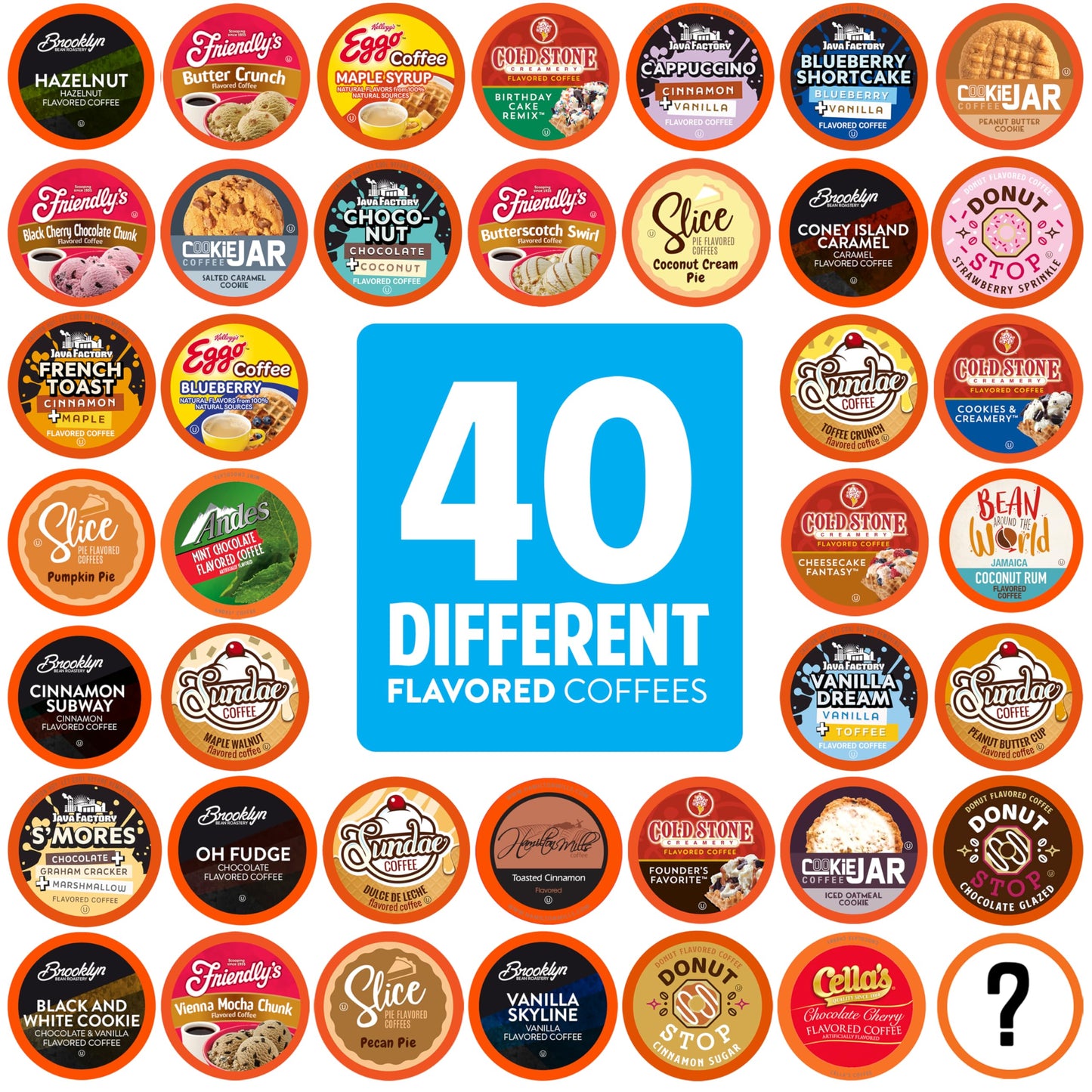 Two Rivers Coffee Flavored Coffee Pods Compatible with Keurig K Cup Brewers, Assorted Flavored Coffee, 40 Count