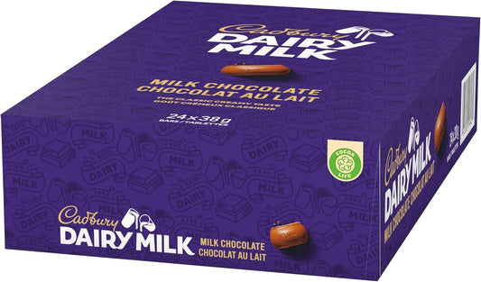 CADBURY DAIRY MILK, Dairy Milk Chocolate Bars, Milk Chocolate, CADBURY Chocolate Bars, Pack of 24, 38 g Chocolate Bars, 912g, Made in Canada