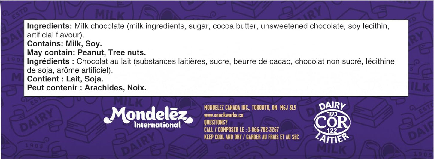 CADBURY DAIRY MILK, Dairy Milk Chocolate Bars, Milk Chocolate, CADBURY Chocolate Bars, Pack of 24, 38 g Chocolate Bars, 912g, Made in Canada