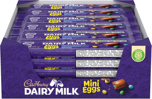 CADBURY DAIRY MILK, Mini Eggs Chocolate Bars, Milk Chocolate with CADBURY Mini Eggs Candy, 24 x 38 g Chocolate Bars, 912g, Made in Canada