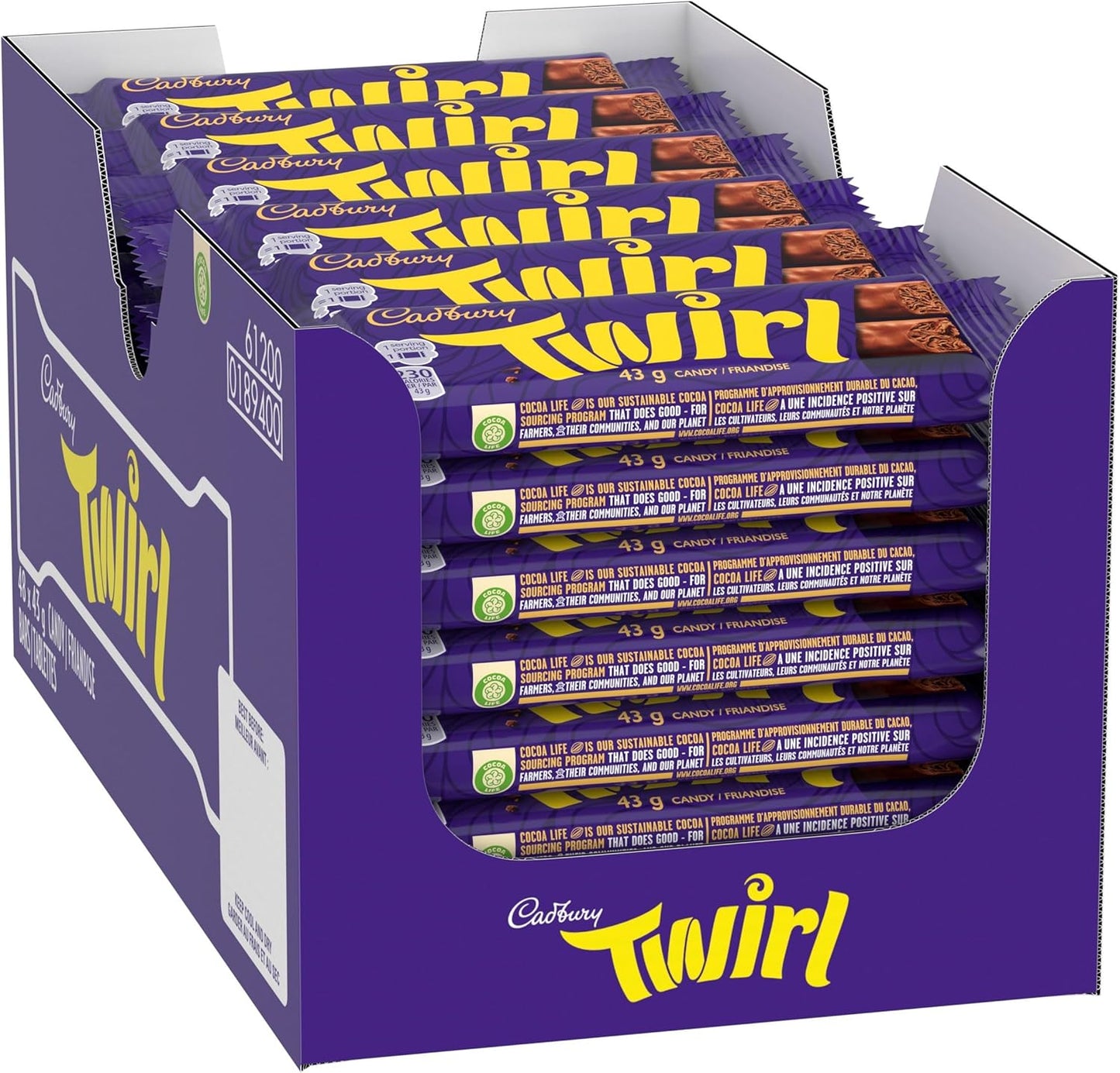 Cadbury Twirl Chocolate Fingers, 43g (Pack of 48)
