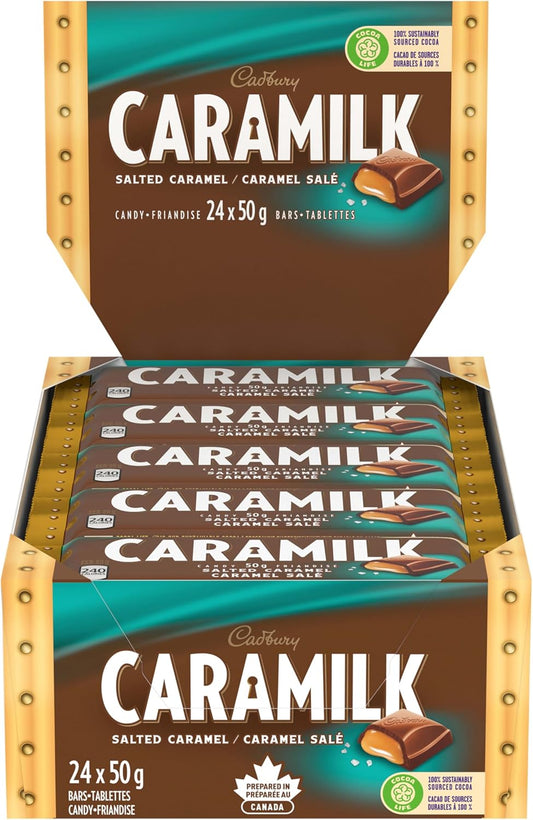 Caramilk Salted Caramel Chocolatey Candy Bars 24 Pack (50g Each) | Creamy Caramelized White Chocolate Candy Bulk Box for Parties, Resale, Snacks & Gifts