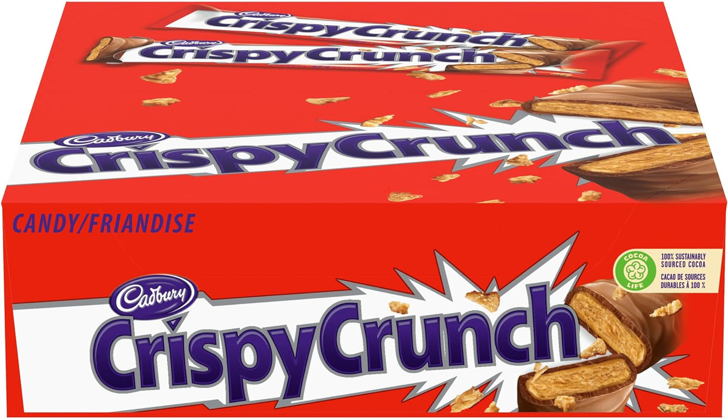 Cadbury Crispy Crunch Full Size Chocolatey Candy Bars, Individually Wrapped, 48g (Pack of 24 Candy Chocolate Bars)