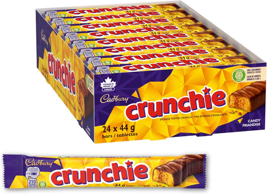 Cadbury Crunchie Full Size Chocolatey Candy Bars, Individually Wrapped, 44g (Pack of 24 Candy Chocolate Bars)