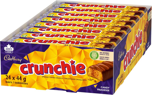 Cadbury Crunchie Full Size Chocolatey Candy Bars, Individually Wrapped, 44g (Pack of 24 Candy Chocolate Bars)