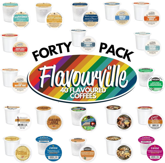 Flavourville Flavoured Single Serve Coffee Variety Box 40 Pack K-Cup Pods Keurig