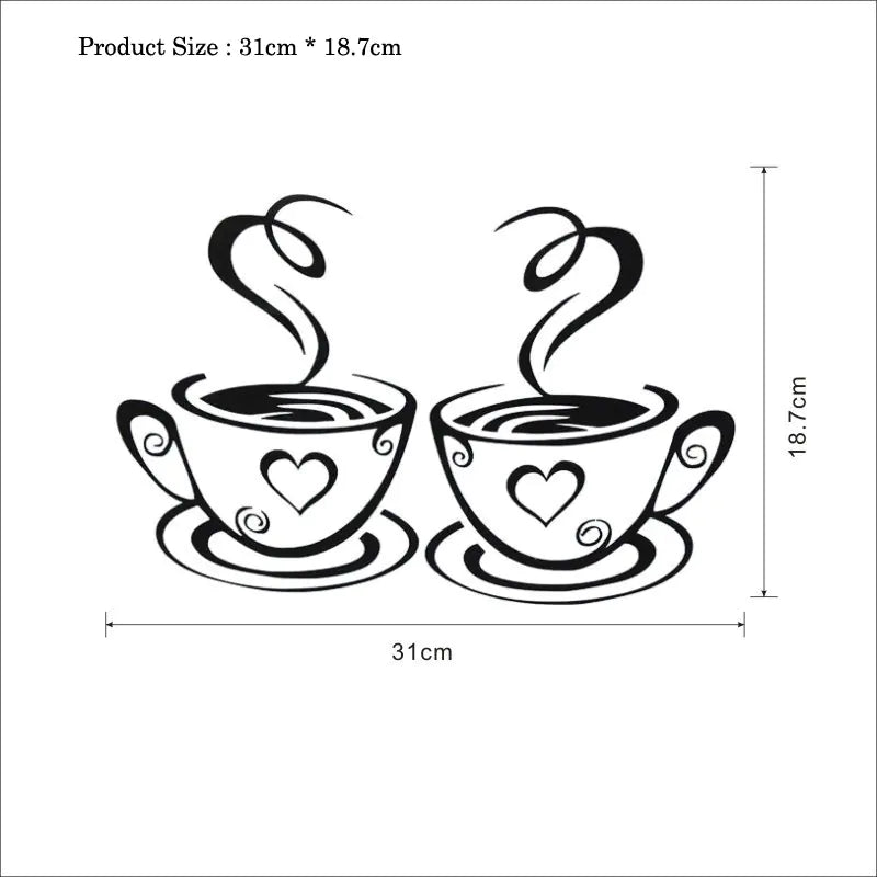 Two Coffee Cups Wall Sticker for Home Decoration