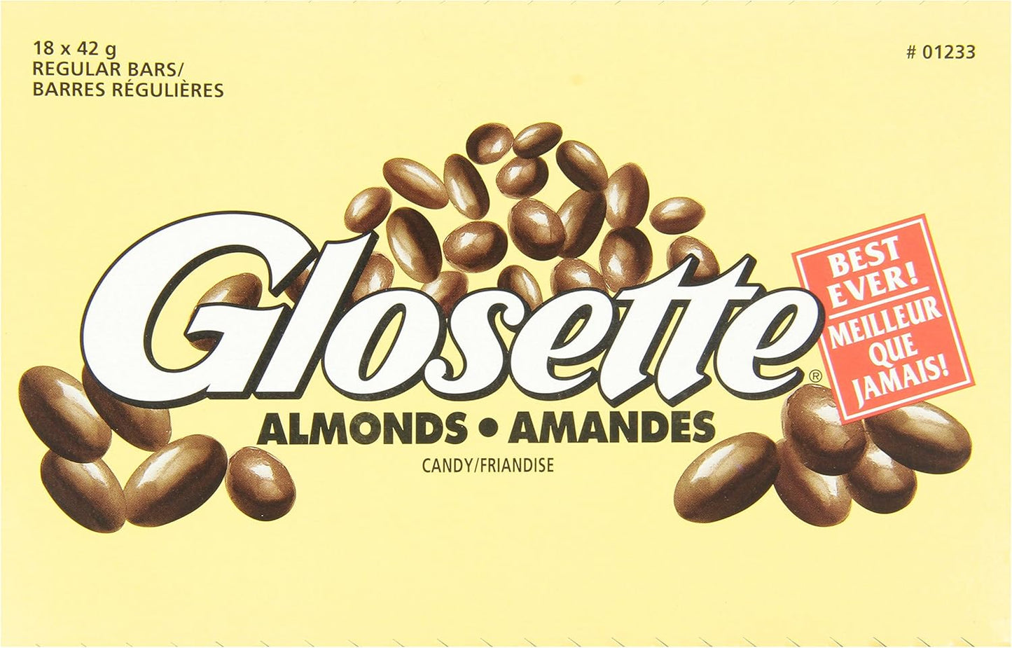 Hershey Glosette Chocolate Covered Almonds Candy Bars, Individually Wrapped, 42g (Pack of 18 Candy Chocolate Bars)