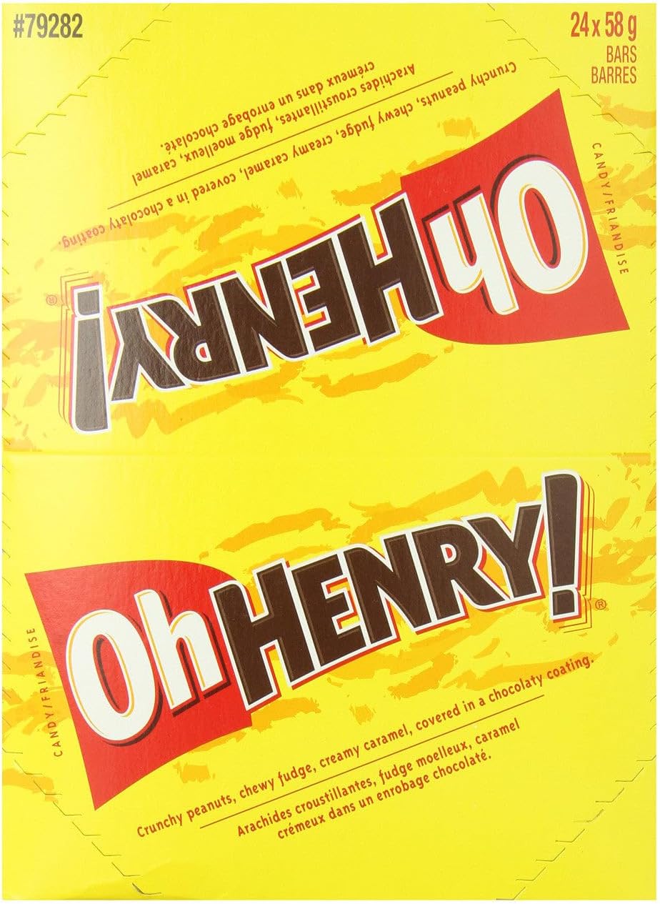 Hershey Oh Henry Candy Bars, Individually Wrapped, 58g (Pack of 24 Candy Chocolate Bars)