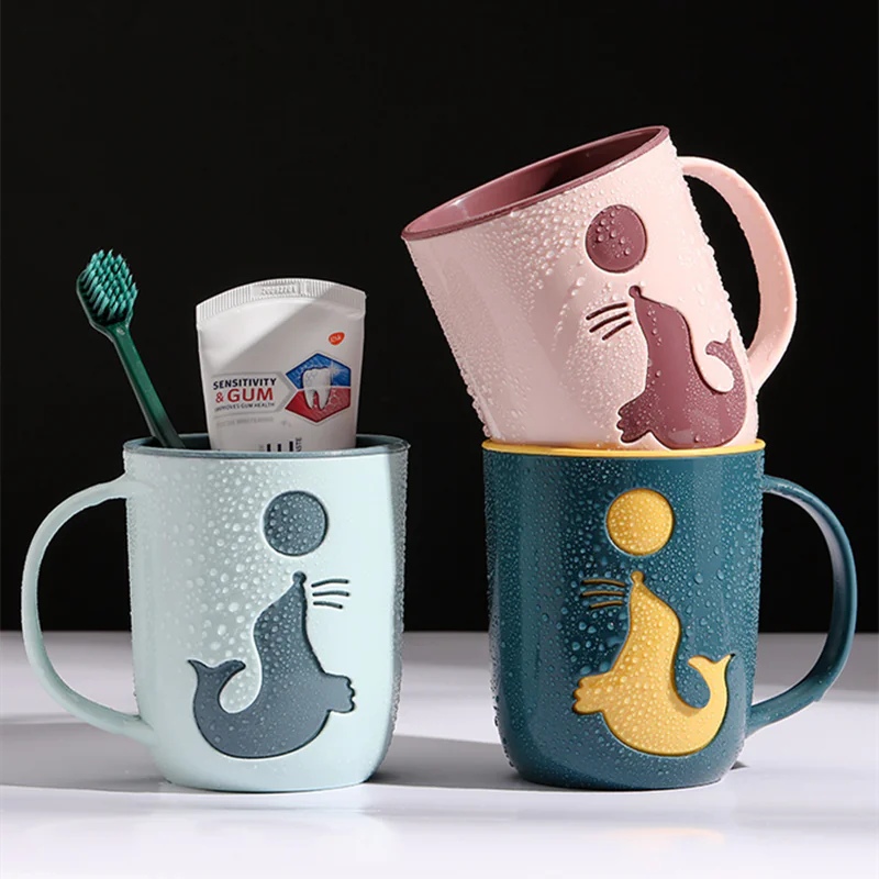 Dolphin Pattern Couples Cups for Coffee and Toothbrushes