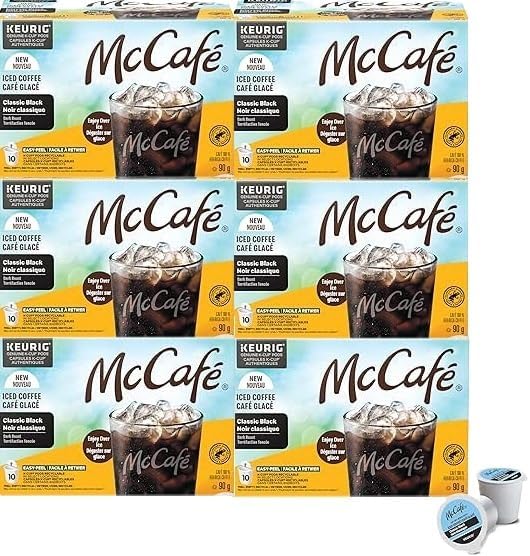 McCafé Classic Black Iced Coffee Pods – 60 Count (6×10) Keurig K-Cup Pods | Dark Roast, Smooth & Refreshing