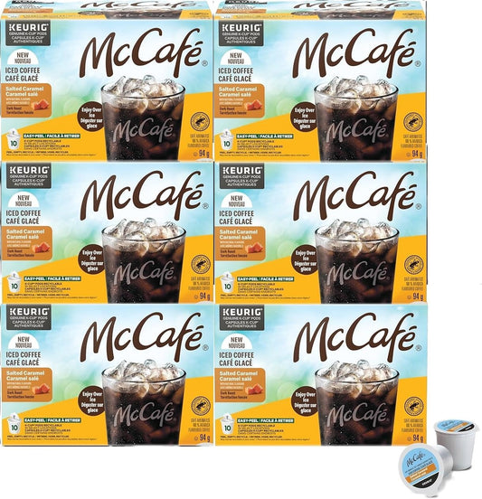 McCafé Iced Salted Caramel Coffee Pods – 60 Count (6×10) Keurig K-Cup Pods | Sweet, Creamy, Refreshing Iced Brew