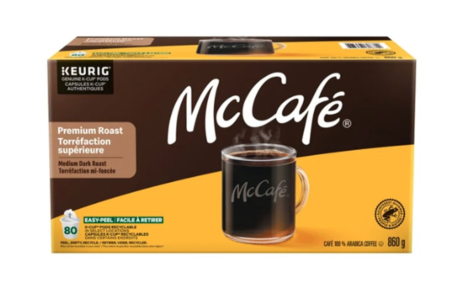 McCafé Premium Roast Coffee K-Cup Pods, 80-Count | Smooth Medium Roast, 100% Arabica Coffee | Compatible with Keurig Brewers