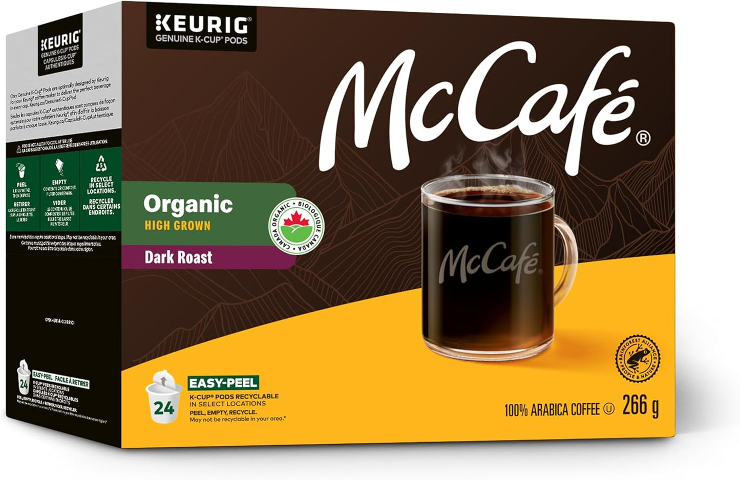 McCafé Premium High Grown Organic Dark Roast Coffee Pods – 24 Count Keurig K-Cup Pods | Bold, Rich, Certified Organic