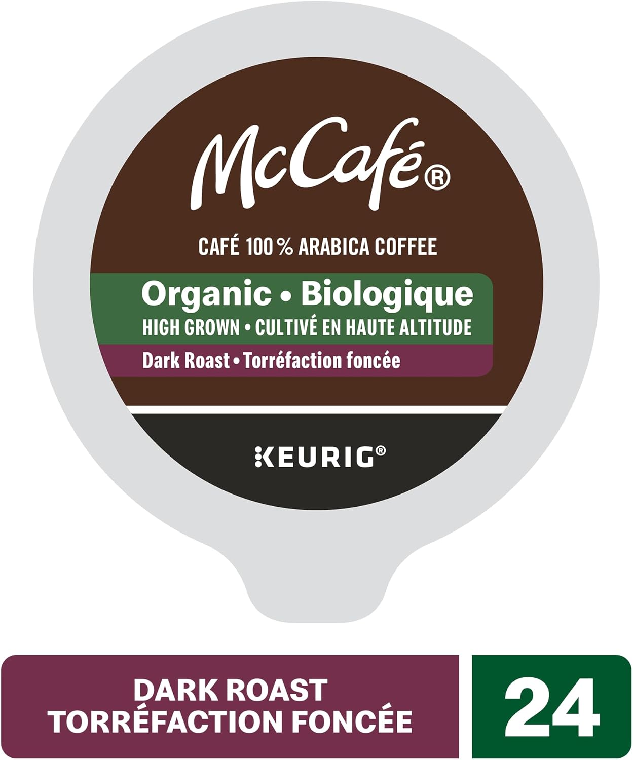 McCafé Premium High Grown Organic Dark Roast Coffee Pods – 24 Count Keurig K-Cup Pods | Bold, Rich, Certified Organic