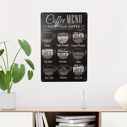 Aluminum Coffee Bar Sign - Retro Vintage Wall Decor