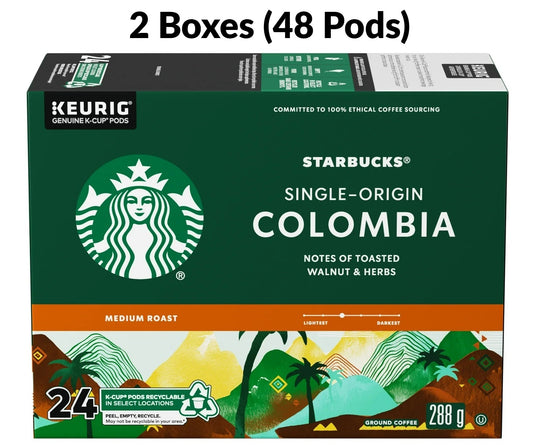 Starbucks Colombian Coffee Pods – 48 Keurig K-Cups (2×24 Count) | Bright, Balanced Medium Roast with Smooth Flavor